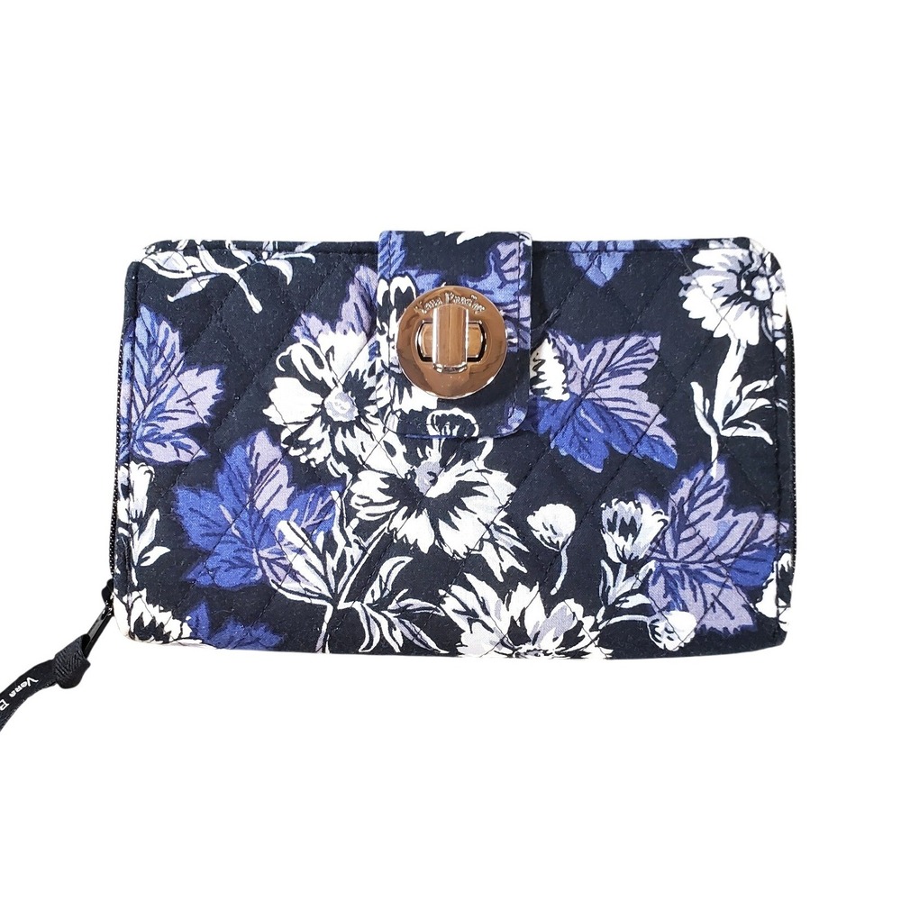 Vera Bradley Turnlock Wallet Quilted Frosted Floral Organizer RFID